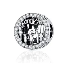 SILVER HEART - Charm Familia "Family" en Plata Fina 925