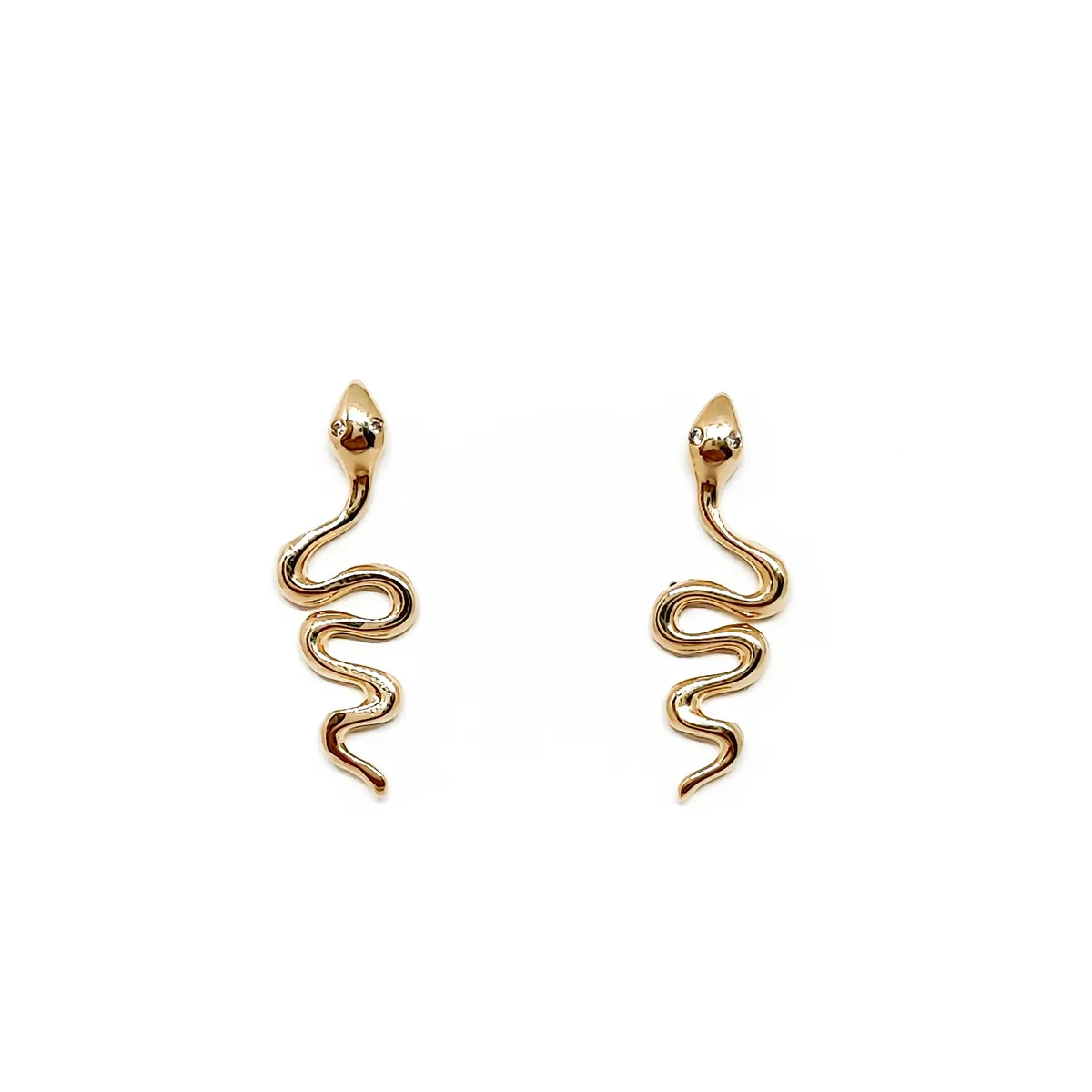 COGGIOLA - Aros Trepadores Serpiente Circón Enchapado Oro 18K