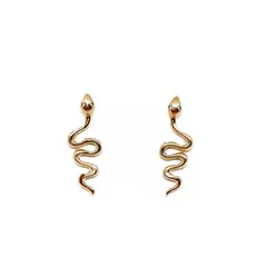 COGGIOLA - Aros Trepadores Serpiente Circón Enchapado Oro 18K
