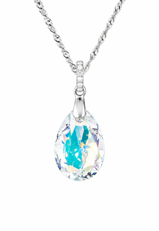 Collar Capricho Plata 925 creado con cristales de Swarovski Aurora Boreal Blanco TALLA UNICA