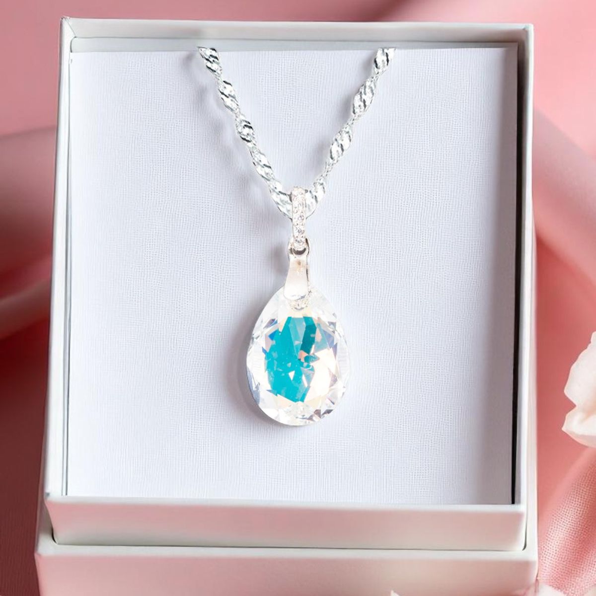 JOYAS MONTERO - Collar Capricho Plata 925 creado con cristales de Swarovski® Aurora Boreal