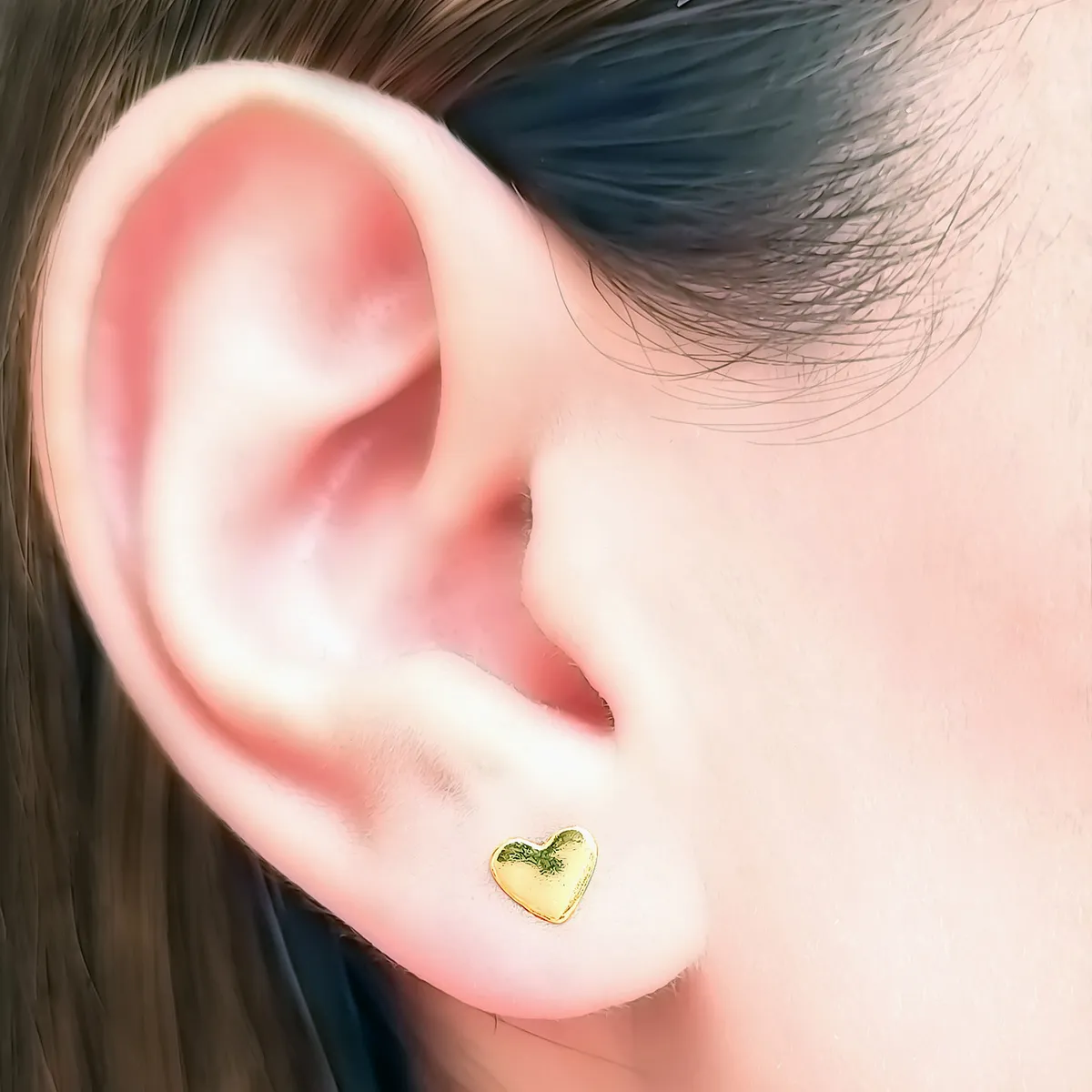 COGGIOLA - Aros Corazón Plano Enchapado Oro 18K