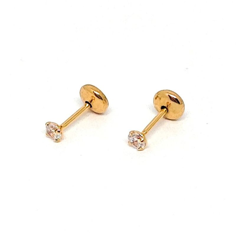 ANDREA COGGIOLA JOYAS - Aros Bebé Circón 3mm Enchapado Oro 18K