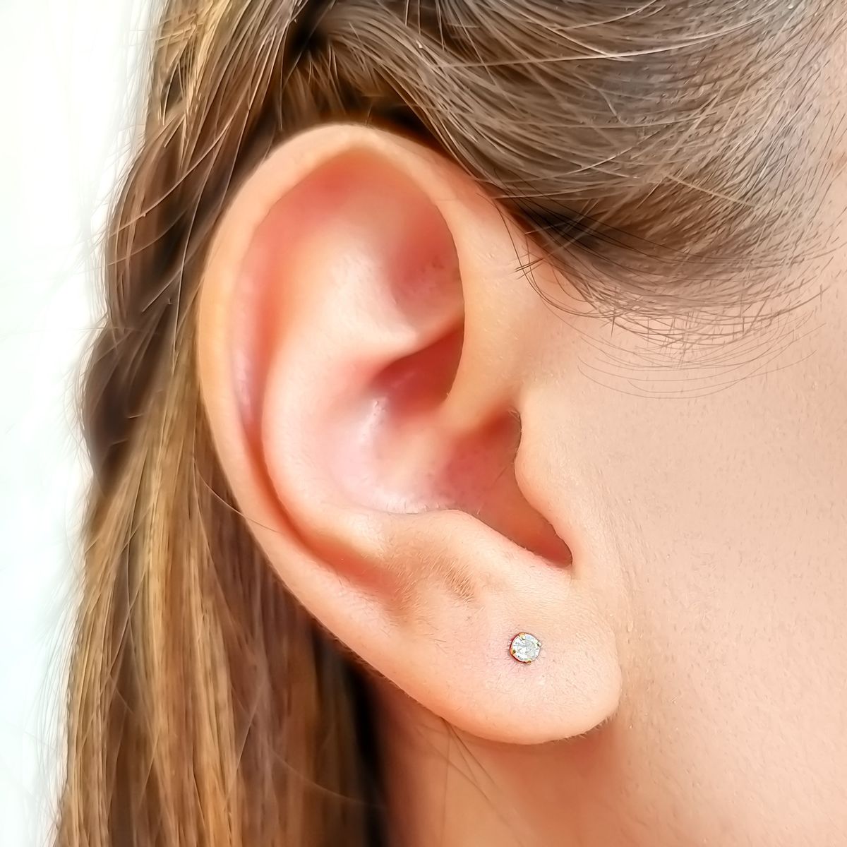 COGGIOLA - Aros Bebé Circón 3mm Enchapado Oro 18K