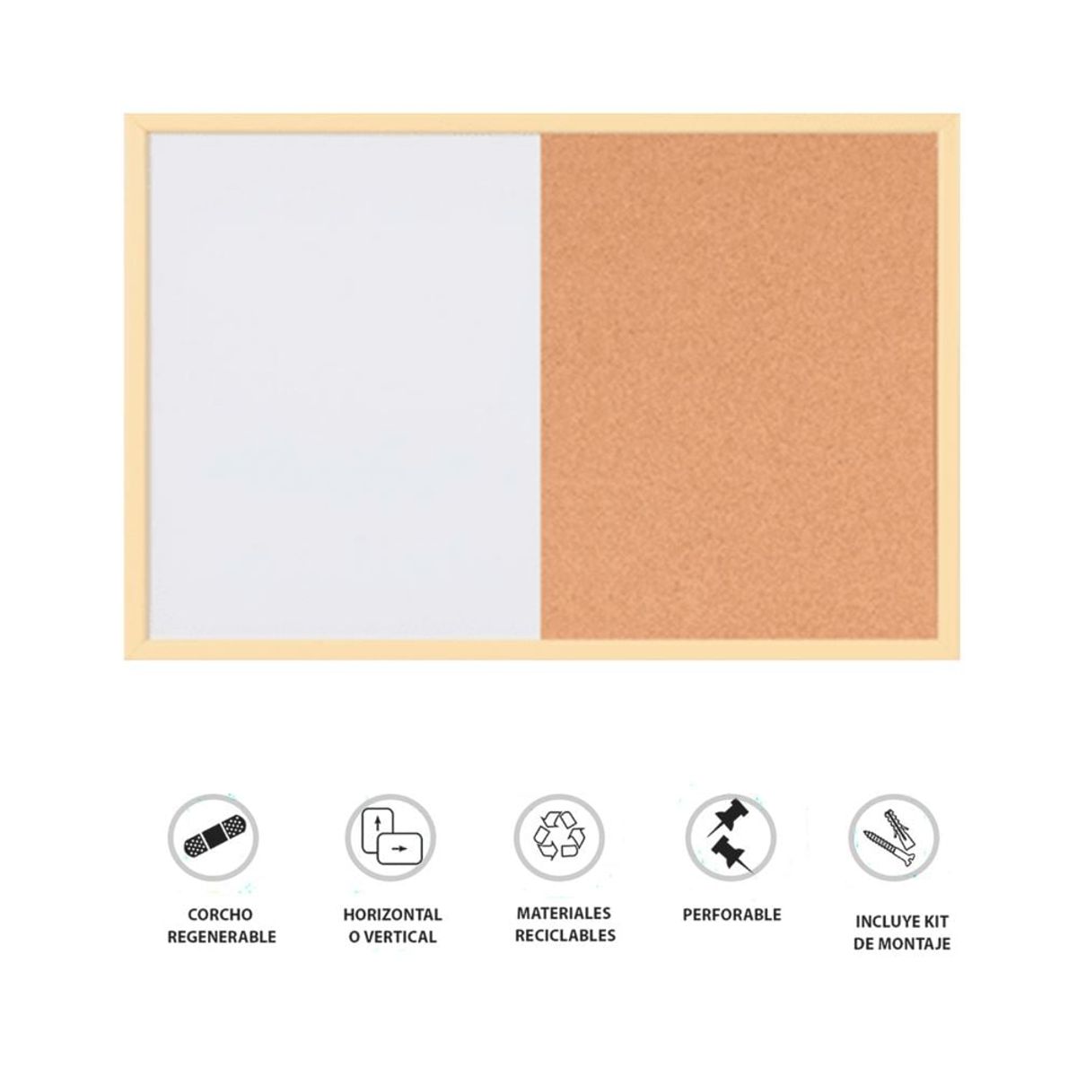 BI SILQUE - Pizarra corcho y magnética amarilla 60x40 bi-silque