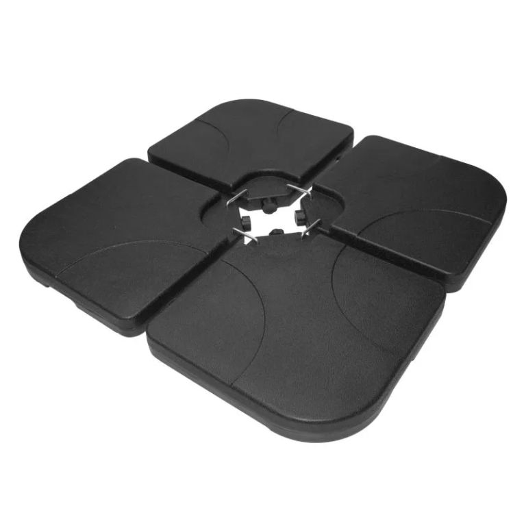SET DE 4 BASES PLASTICAS CUADRADAS RELLENABLES PARA QUITASOL  60 KG / 60 L