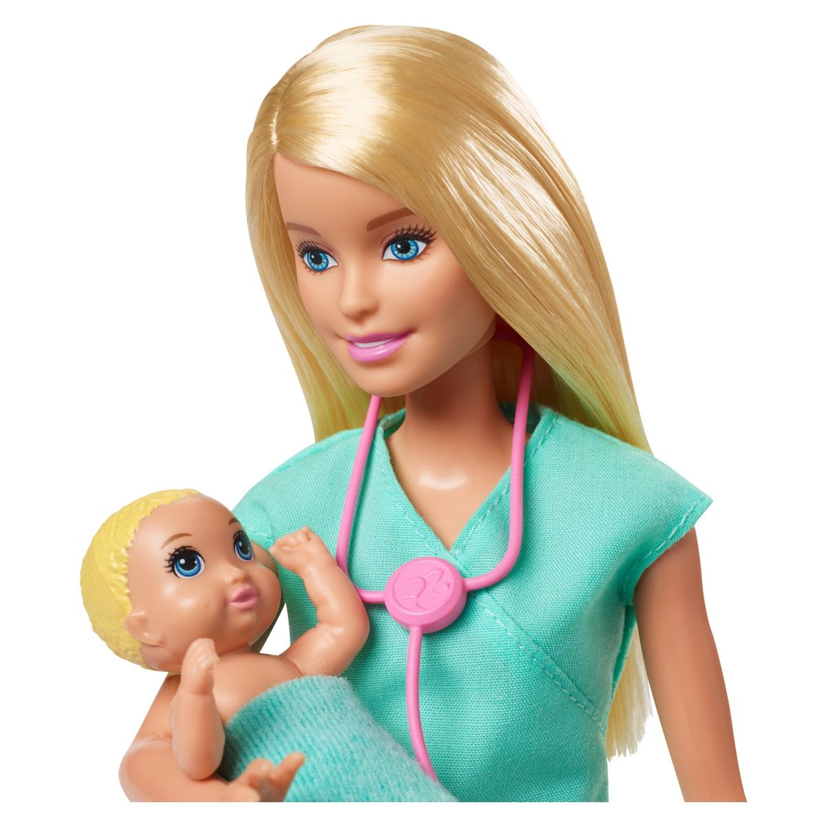 BARBIE - Barbie Muñeca Set Pediatra Rubia con 2 Bebés