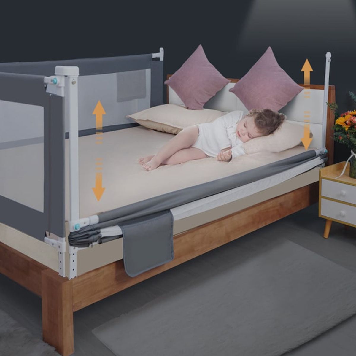 MIABU - Baranda cama seguridad bebe lateral Blanca