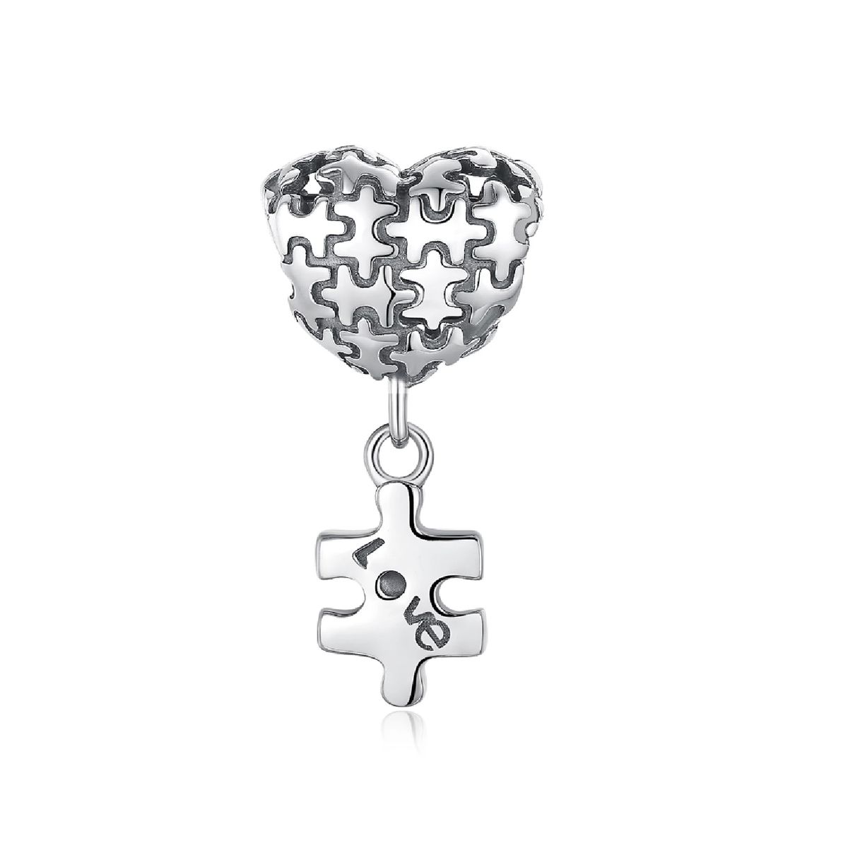 SILVER HEART - Charm Corazón de Autismo en Plata Fina 925 SILVER HEART