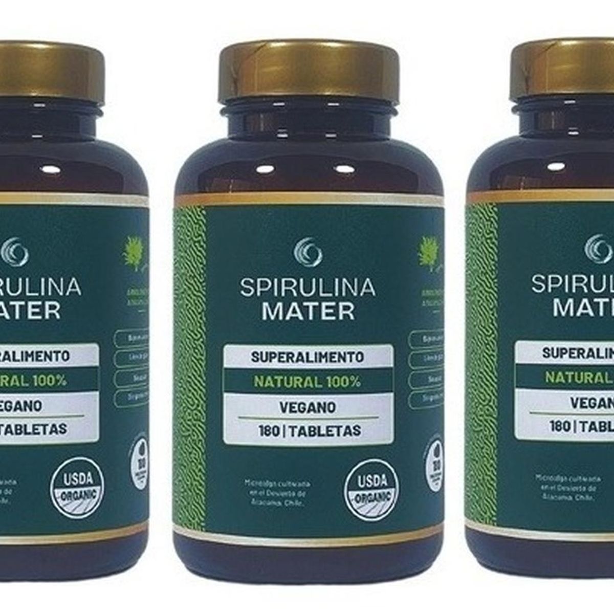 GENERICO - Pack X 3 Spirulina Mater 100% Natural 180 Tabletas