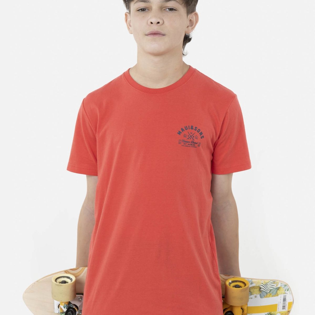 MAUI AND SONS - Polera CROSSED TABLES Juvenil Rojo Maui and Sons