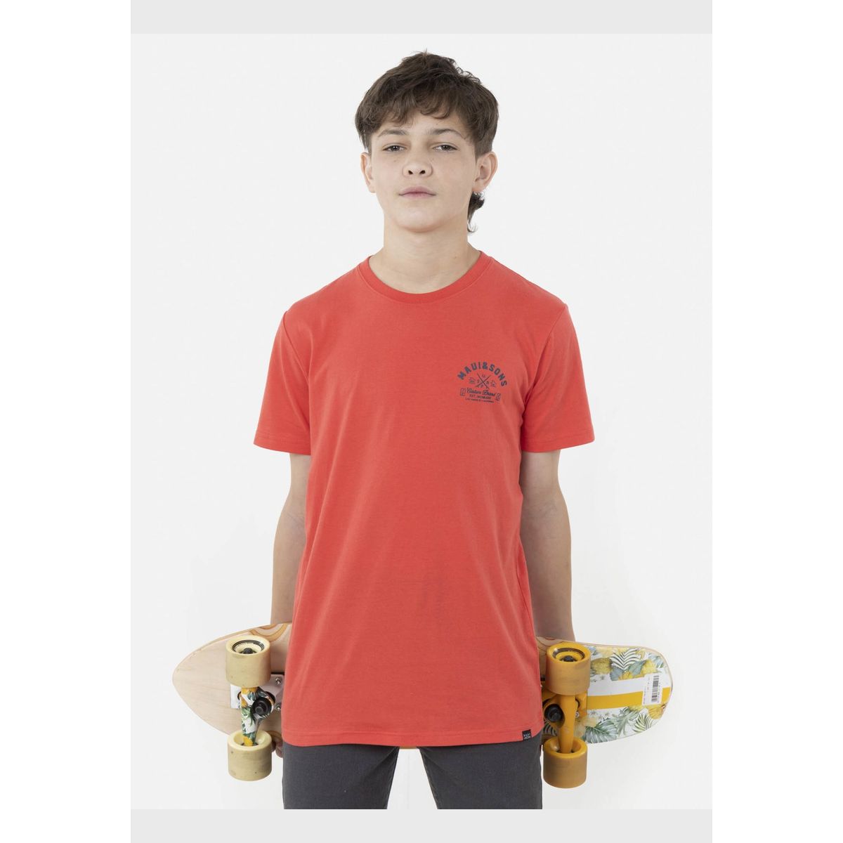 MAUI AND SONS - Polera CROSSED TABLES Juvenil Rojo Maui and Sons
