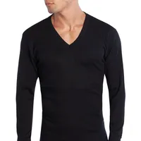 Camiseta Cuello V Manga Larga Negro