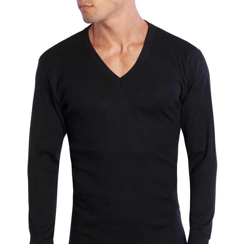 TAIS - Camiseta Cuello V Manga Larga Negro Tais