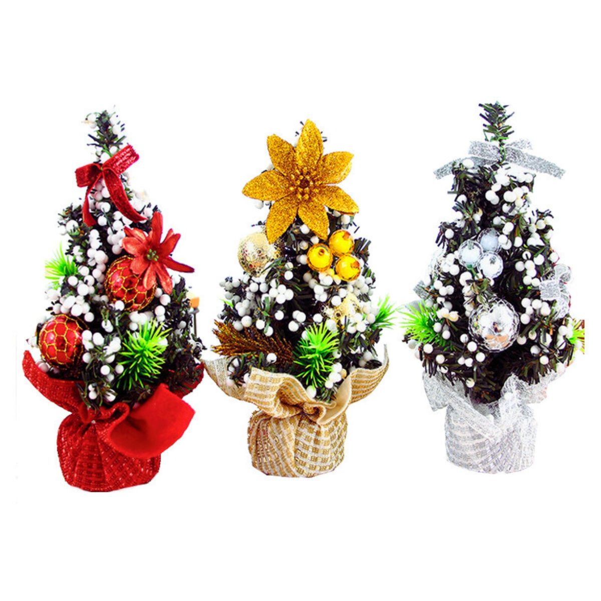 BOHEMIK - Arbolitos de Navidad Mini, Pack de 3 unidades de 22 cm x 13 cm