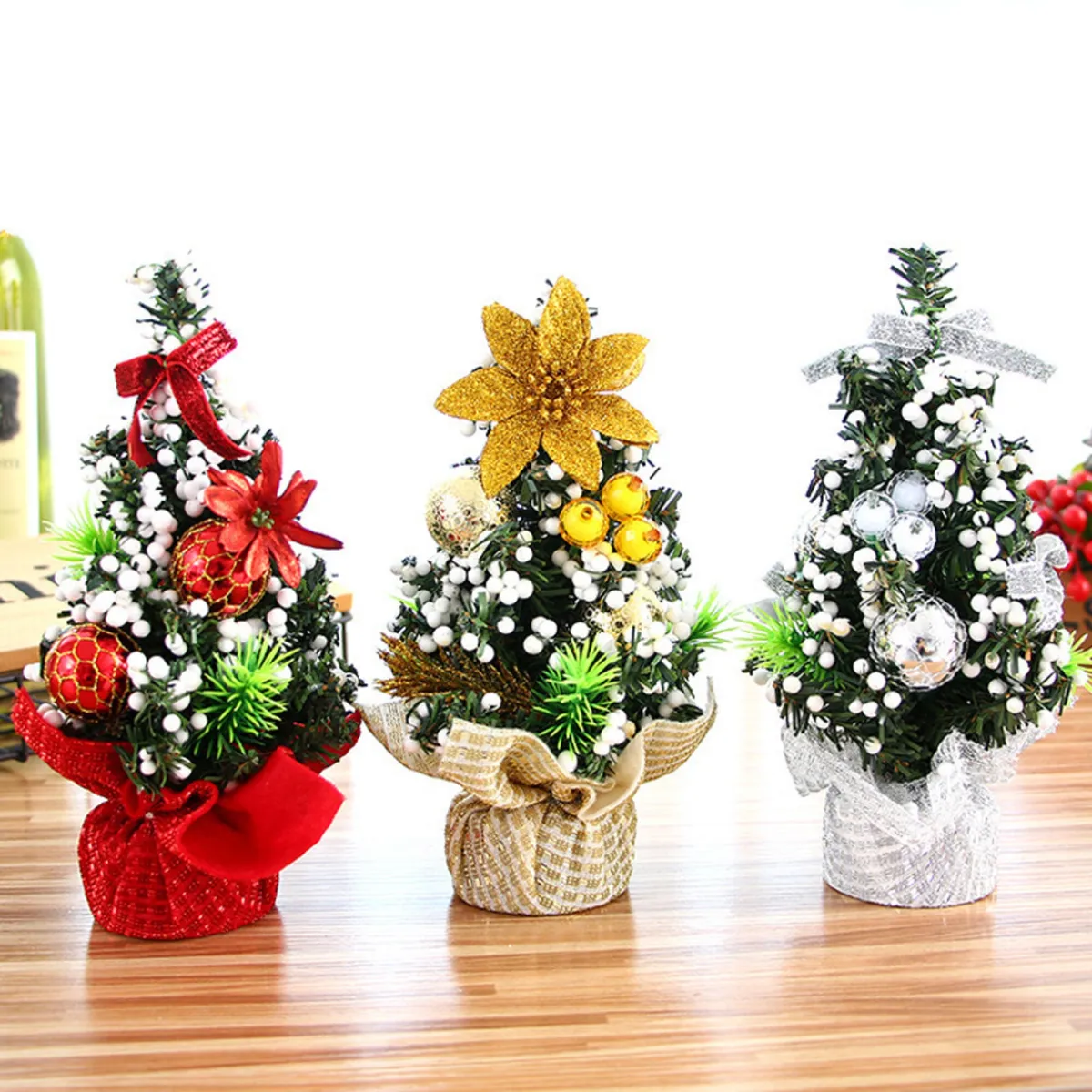 BOHEMIK - Arbolitos de Navidad Mini, Pack de 3 unidades de 22 cm x 13 cm