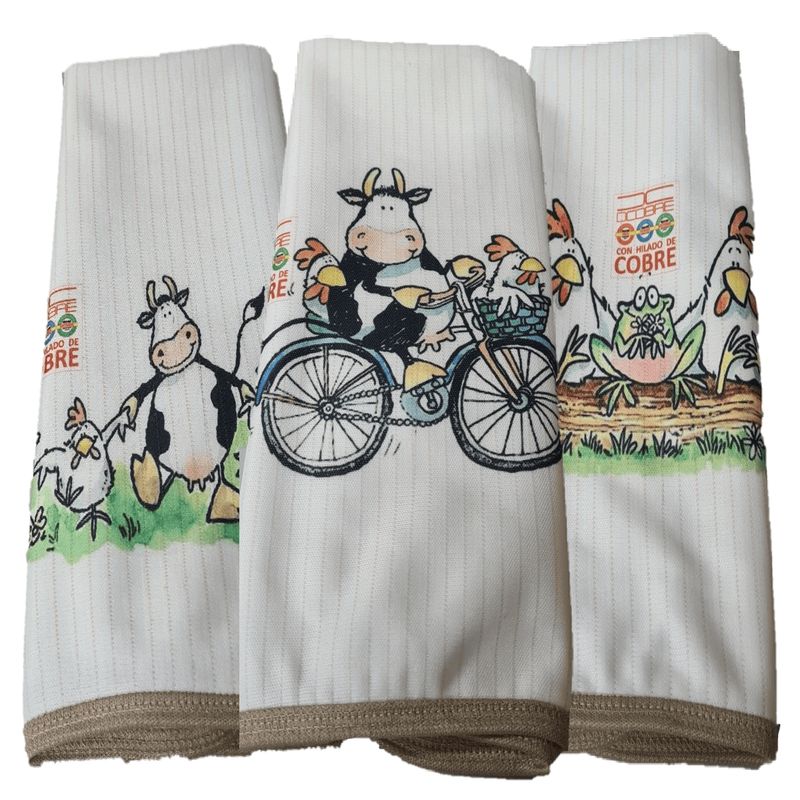 GENERICO - 3 PAÑOS DE LOZA  ABSORBENTE  MODELO VAQUITAS