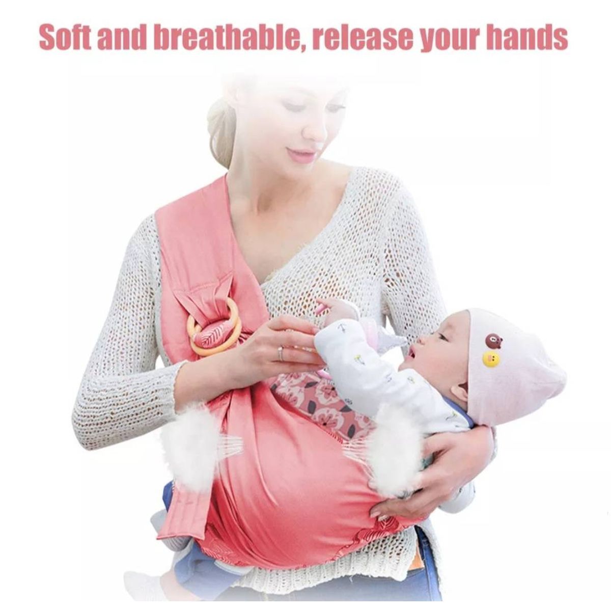 UNIVERSAL - PORTA BEBE RECIEN NACIDO CABESTRILLO RESPIRABLE COLOR ROSADO