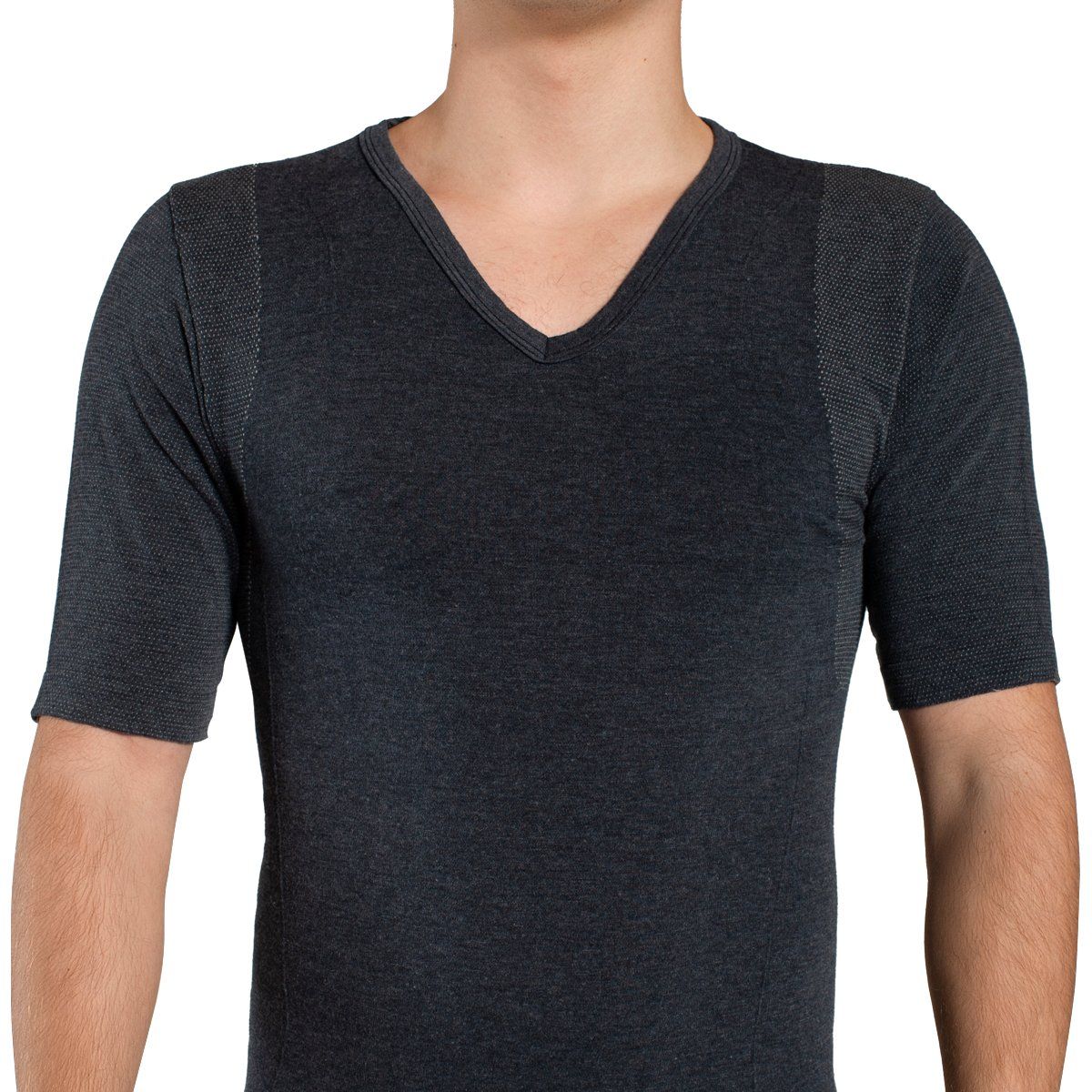 TAIS - Camiseta Cuello V Manga Corta Negro Tais