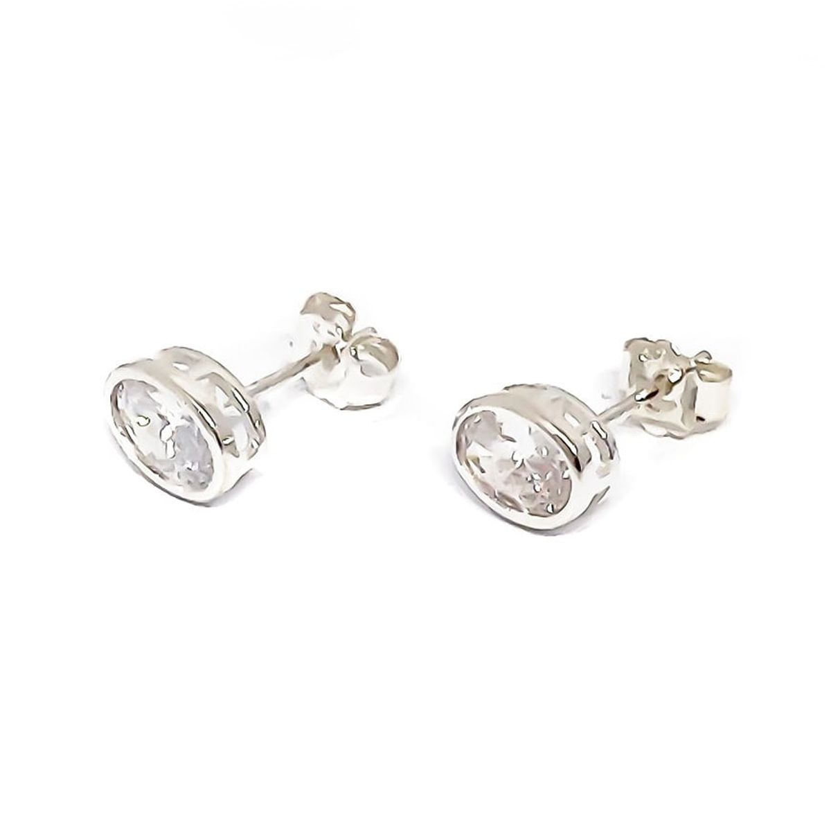 ANDREA COGGIOLA JOYAS - Aros Ovalados Circón Blanco Plata Fina 925