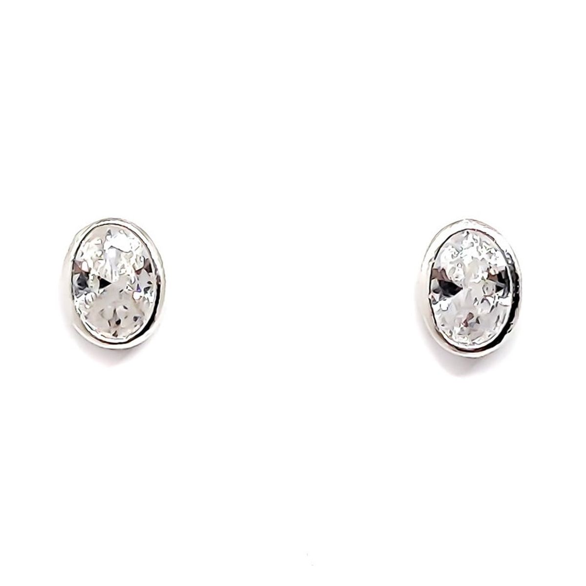 ANDREA COGGIOLA JOYAS - Aros Ovalados Circón Blanco Plata Fina 925