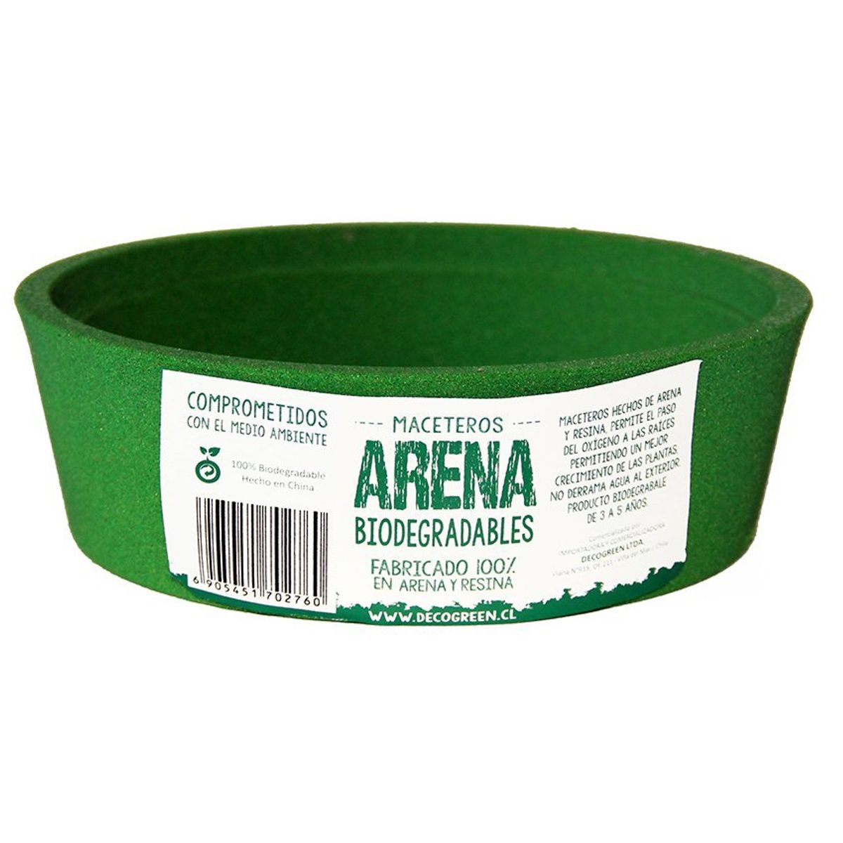 DECOGREEN - Macetero de Arena Biodegradable Decogreen Suculenta - Verde 16x16x5