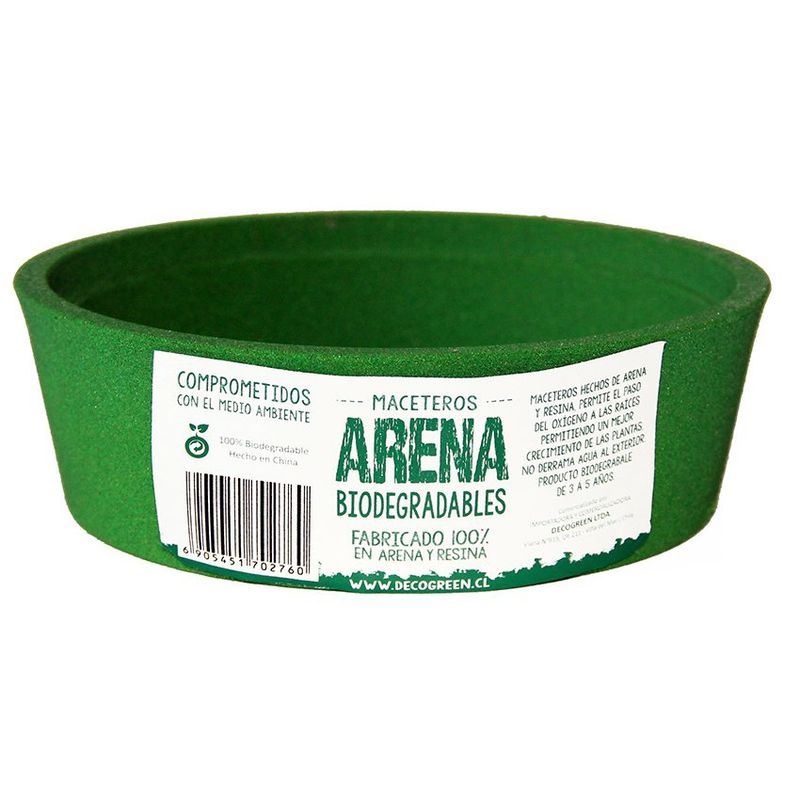 DECOGREEN - Macetero de Arena Biodegradable Decogreen Suculenta - Verde 16x16x5