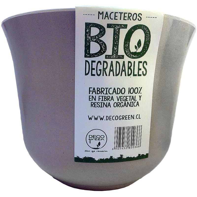 DECOGREEN - Macetero de Bamboo Biodegradable Decogreen Curvo - Gris 16.5x16.5x13