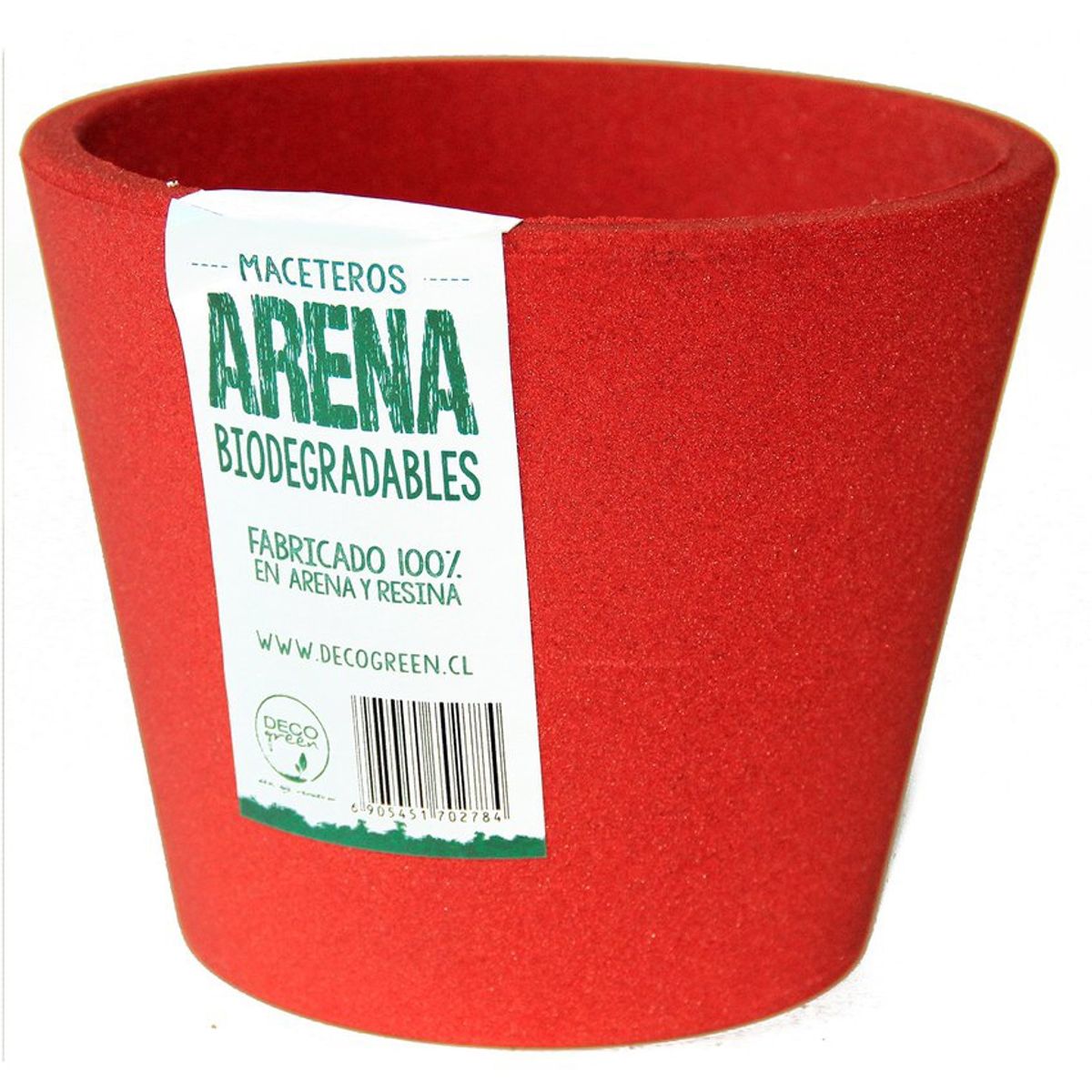 DECOGREEN - Macetero de Arena Biodegradable Decogreen Mediano - Rojo 15x15x13