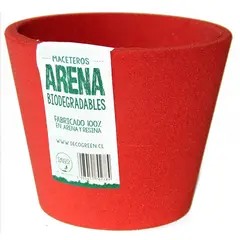 DECOGREEN - Macetero de Arena Biodegradable Mediano - Rojo 15x15x13