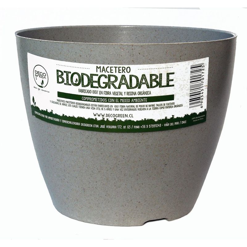 DECOGREEN - Macetero de Bamboo Biodegradable Decogreen Actual  - Gris 24x24x18