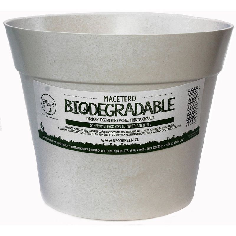 DECOGREEN - Macetero de Bamboo Biodegradable Decogreen Clásica - Blanca 25x25x17