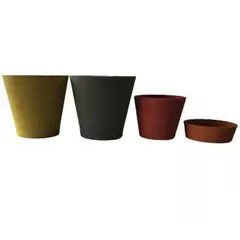 DECOGREEN - Set de 4 Maceteros de Arena 2 mostaza, 1 rojo, 1 naranjo