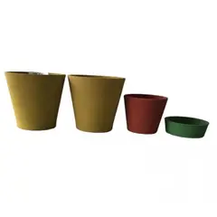 DECOGREEN - Set de 4 Maceteros de Arena 2 mostaza, 1 rojo, 1 verde