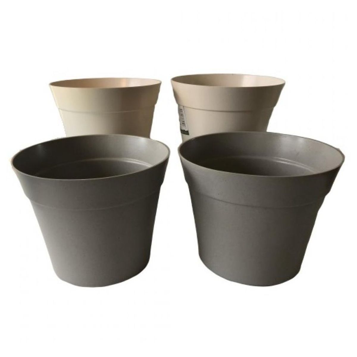 DECOGREEN - Set de 4 Maceteros Biodegradables Clásico 2 gris, 2 blanco