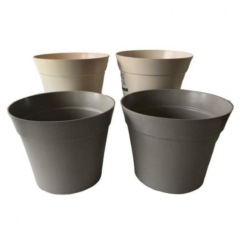 DECOGREEN - Set de 4 Maceteros Biodegradables Clásico 2 gris, 2 blanco