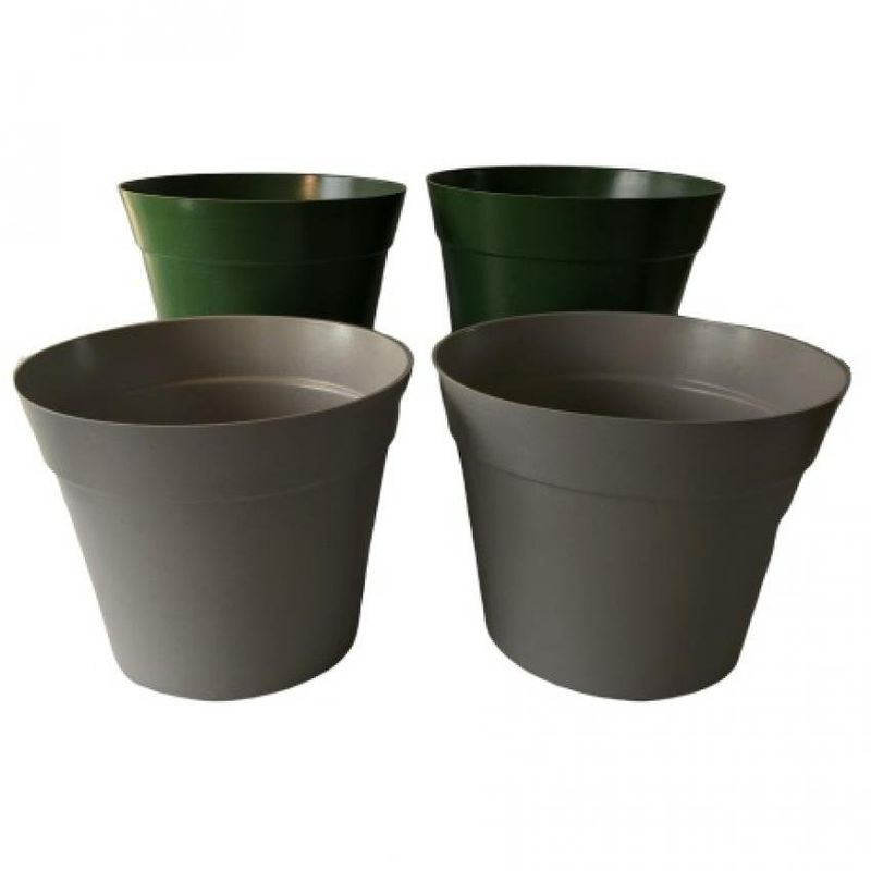 DECOGREEN - Set de 4 Maceteros Biodegradables Clásico Verde Musgo