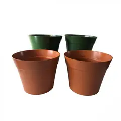 DECOGREEN - Set de 4 Maceteros Biodegradables Clásico 2 terracota, 2 musgo