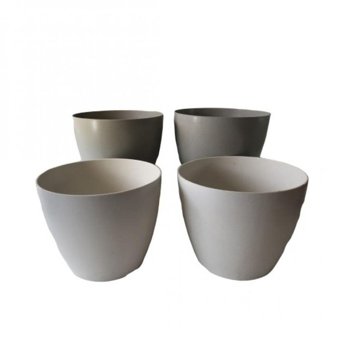 DECOGREEN - Set de 4 Maceteros Biodegradables Actual 2 gris, 2 blanco