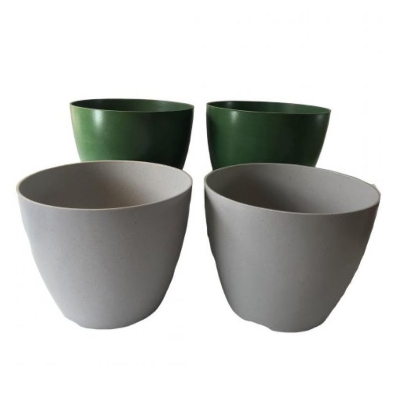 DECOGREEN - Set de 4 Maceteros Biodegradables Actual 2 gris, 2 musgo
