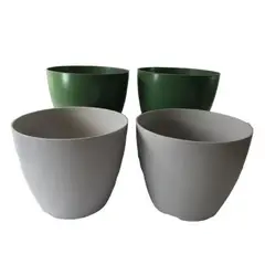 DECOGREEN - Set de 4 Maceteros Biodegradables Actual 2 gris, 2 musgo