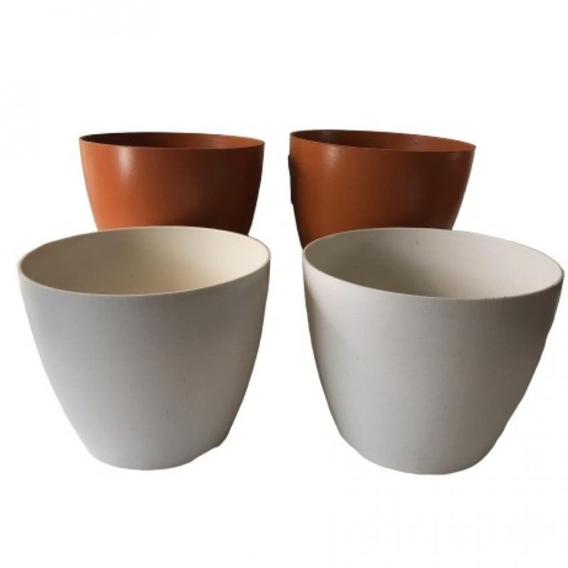 DECOGREEN - Set de 4 Maceteros Biodegradables Actual 2 blanco, 2 terracota
