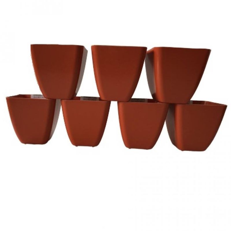 DECOGREEN - Set de 7 Maceteros Biodegradables Cuadrado Naranjo