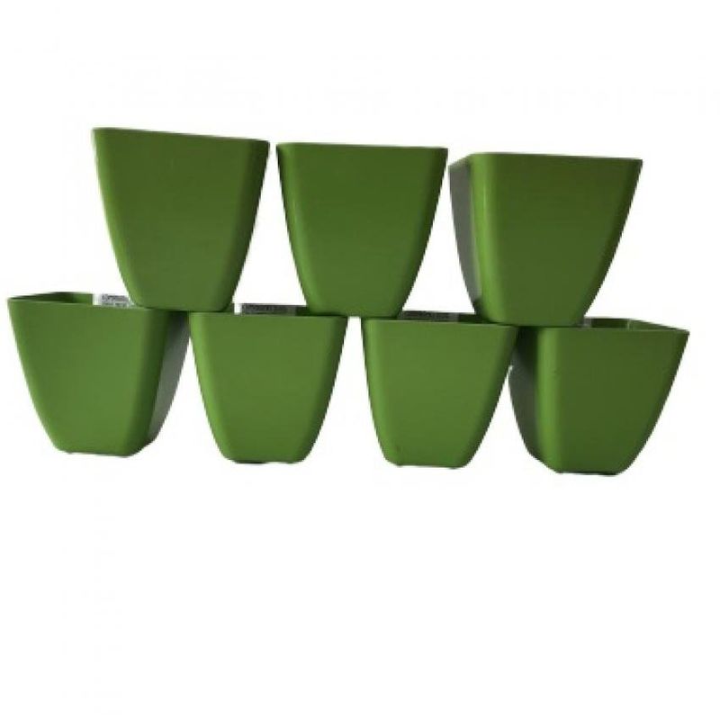 DECOGREEN - Set de 7 Maceteros Biodegradables Cuadrado Verde