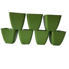 DECOGREEN - Set de 7 Maceteros Biodegradables Cuadrado Verde