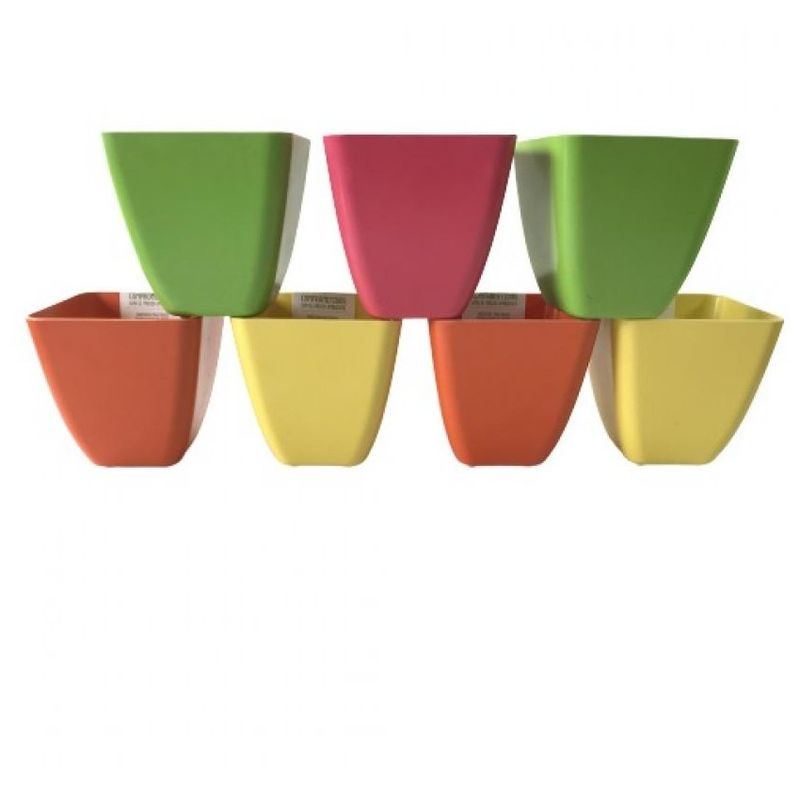 DECOGREEN - Set de 7 Maceteros Biodegradables Cuadrado Amarillo