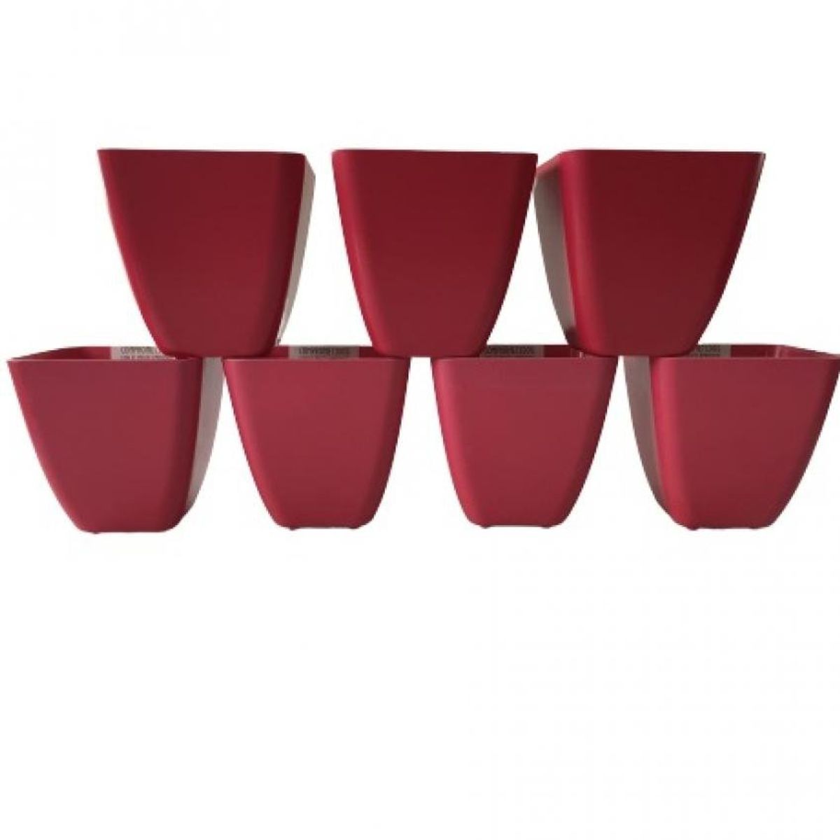 DECOGREEN - Set de 7 Maceteros Biodegradables Cuadrado 3 coral, 4 naranjo