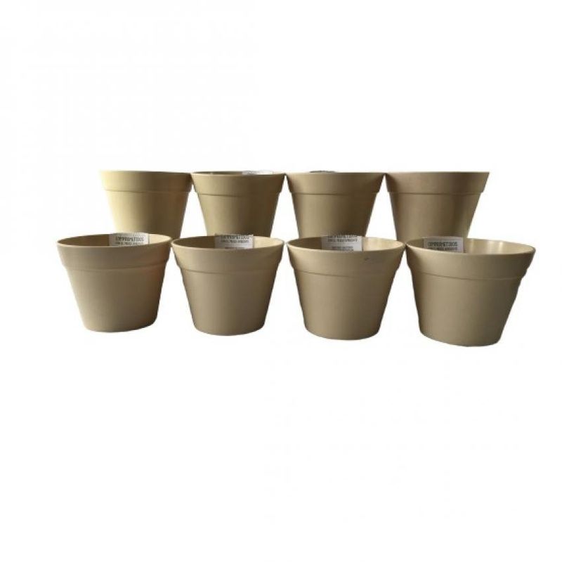 DECOGREEN - Set de 8 Maceteros Biodegradables Redondo Blanco