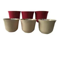DECOGREEN - Set de 6 Maceteros Biodegradables Curvo 3 blanco, 3 purpura