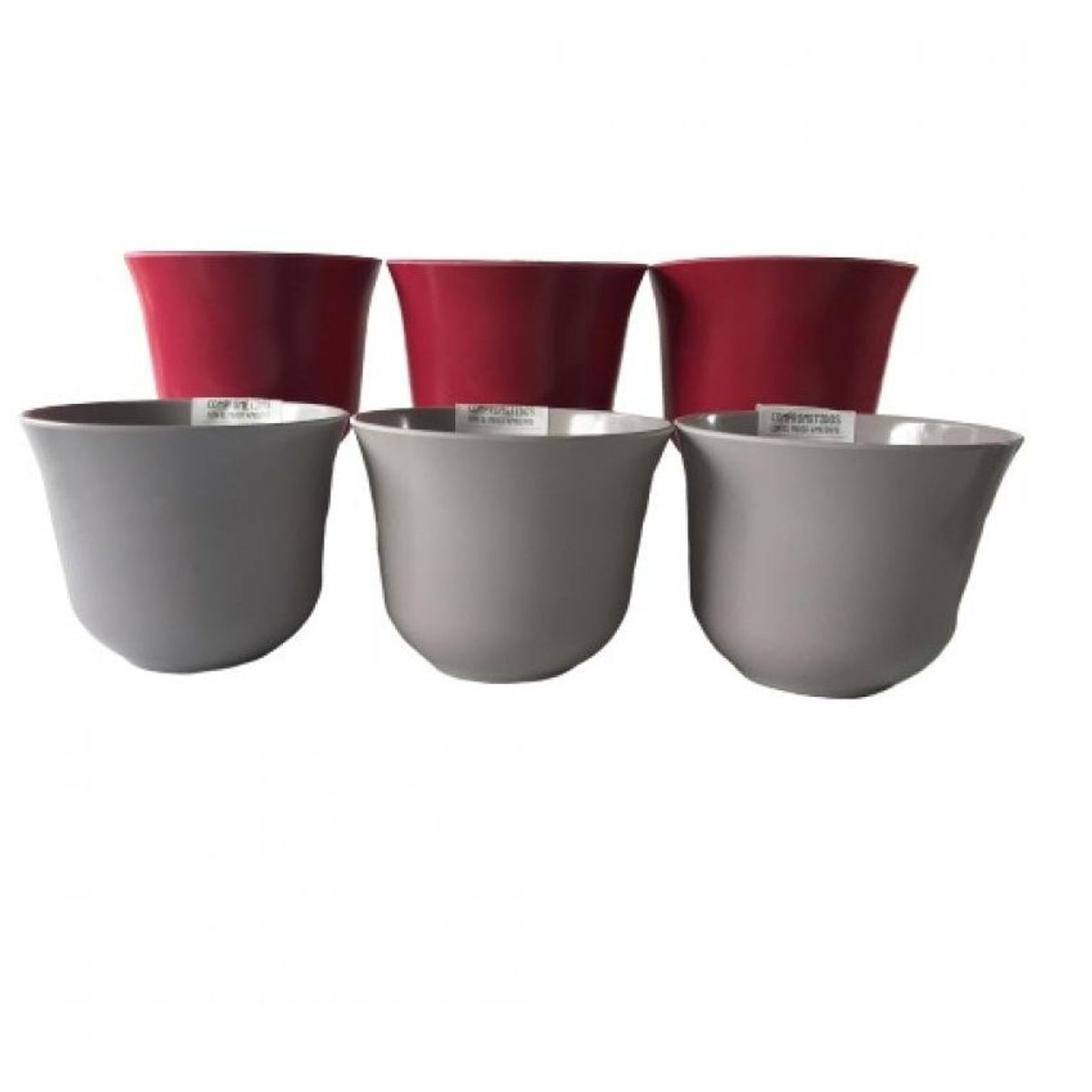 DECOGREEN - Set de 6 Maceteros Biodegradables Curvo 3 gris, 3 purpura